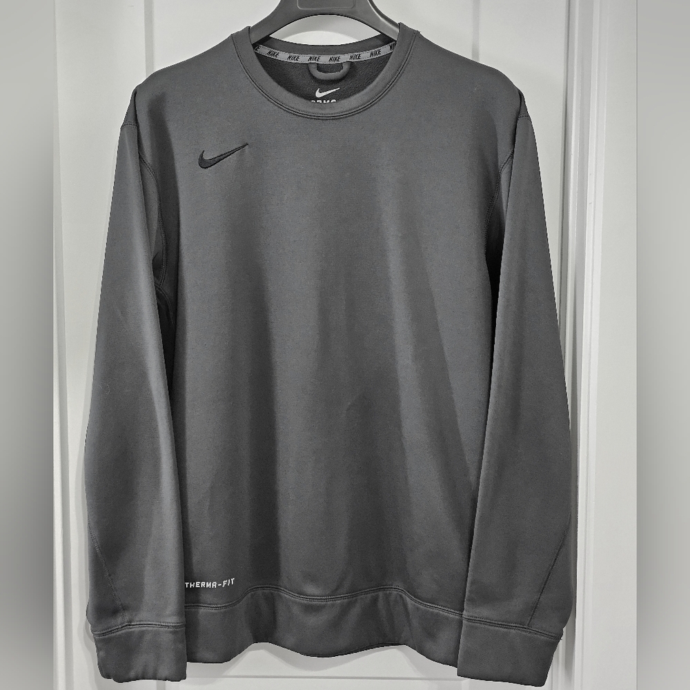 Nike Men's NSW Therma-Fit Crewneck Sweatshirt, Dark Gray, Size Large